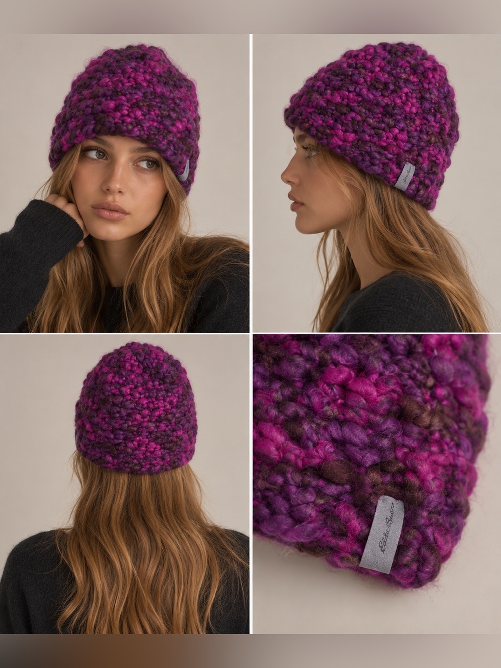 Eddie Bauer Women's Chunky Knit Beanie - Magenta & Plum